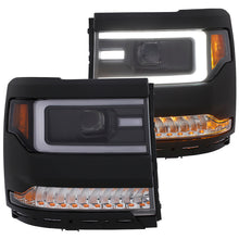 Load image into Gallery viewer, ANZO - [product_sku] - ANZO 16+ Chevy Silverado 1500 Projector Headlights Plank Style Black w/Amber/Sequential Turn Signal - Fastmodz