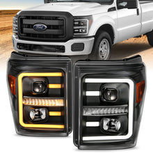 Load image into Gallery viewer, ANZO - [product_sku] - ANZO 2011-2016 Ford F250 Projector Headlights w/ Plank Style Switchback Black w/ Amber - Fastmodz