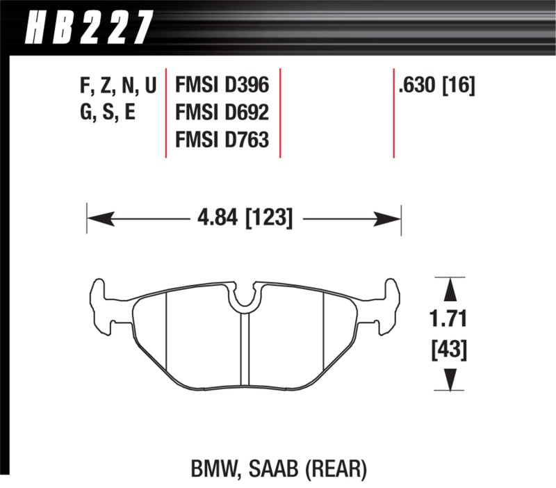 Hawk BMW 3/5/7 Series / M3 / Z3 / Z4  Race Blue 9012 Rear Brake Pads - free shipping - Fastmodz