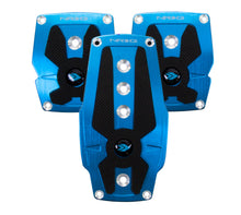 Load image into Gallery viewer, NRG Brushed Aluminum Sport Pedal M/T - Blue w/Black Rubber Inserts - free shipping - Fastmodz