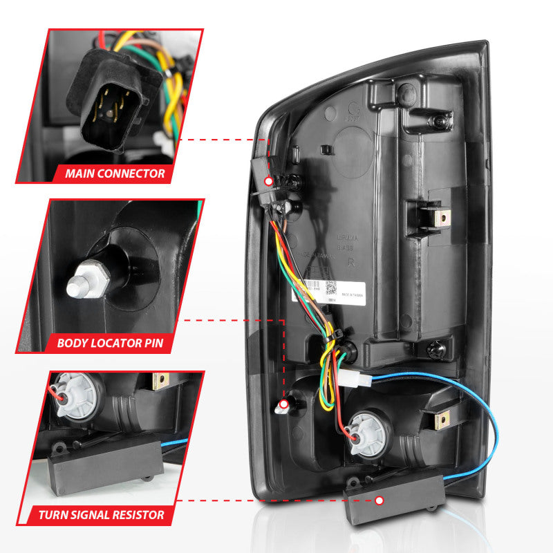 ANZO 311368 FITS: 2002-2006 Dodge Ram 1500 LED Tail Lights w/ Light Bar Black Housing Clear Lens
