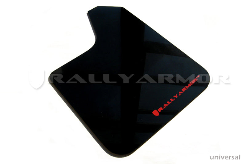 Rally Armor MF12-UR-BLK/RD FITS: Universal fitment (no hardware) UR Black Mud Flap w/ Red Logo