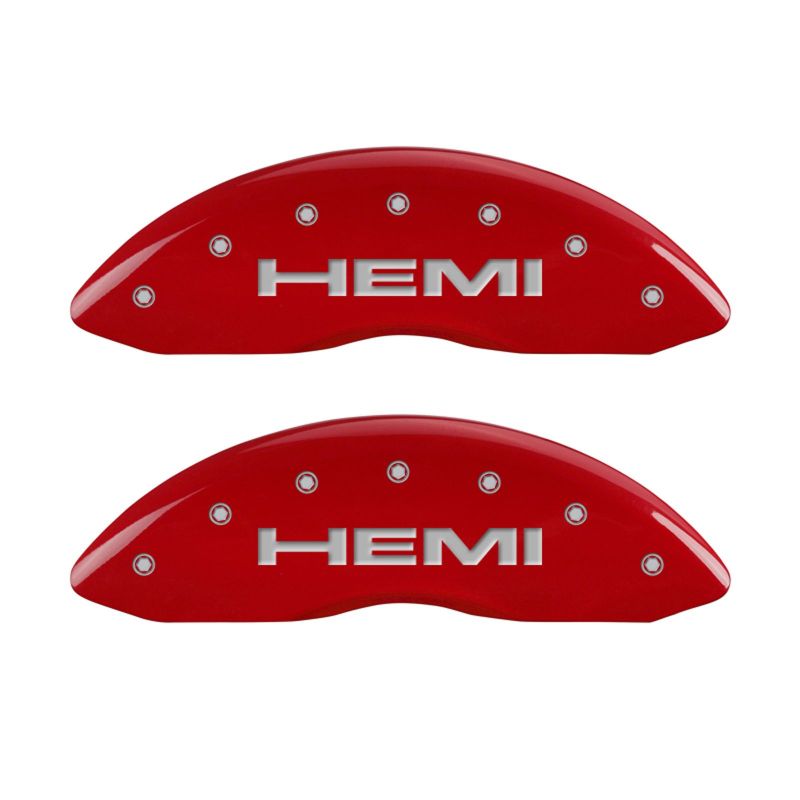 MGP 55001SHEMRD - 4 Caliper Covers Engraved Front & Rear Hemi Red finish silver ch