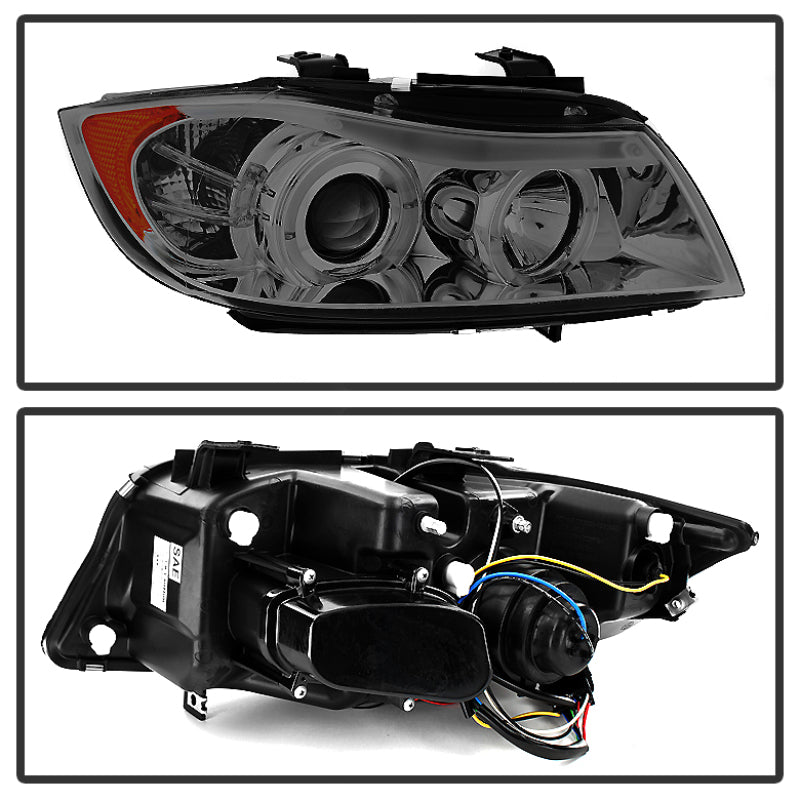 SPYDER 5009029 - Spyder BMW E90 3-Series 06-08 (4 dr) Proj LED Halo Amber Reflctr Rplc Bulb Smke PRO-YD-BMWE9005-AM-S