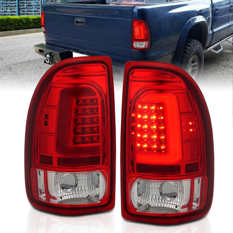 ANZO 311349 FITS 1997-2004 Dodge Dakota LED Taillights Chrome Housing Red Lens Pair