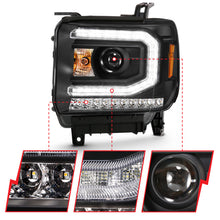 Load image into Gallery viewer, ANZO 111485 FITS: 2016-2019 Gmc Sierra 1500 Projector Headlight Plank Style Black w/ Sequential Amber Signal