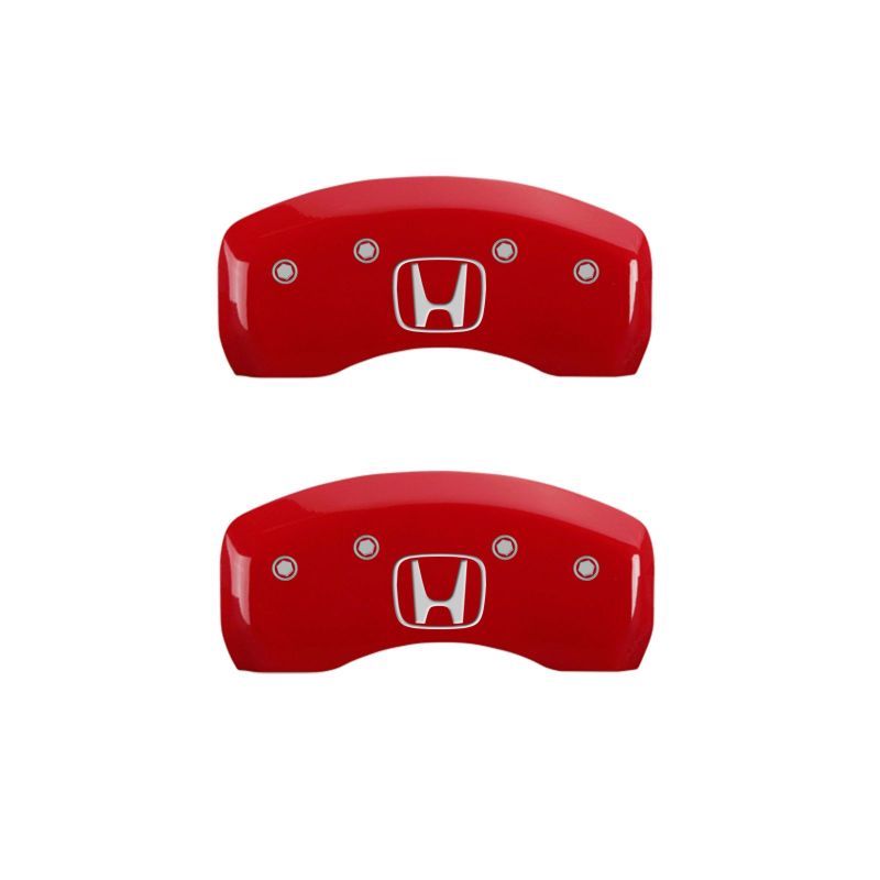 MGP 20219SHOHRD - 4 Caliper Covers Engraved Front Honda Engraved Rear H Logo Red finish silver ch