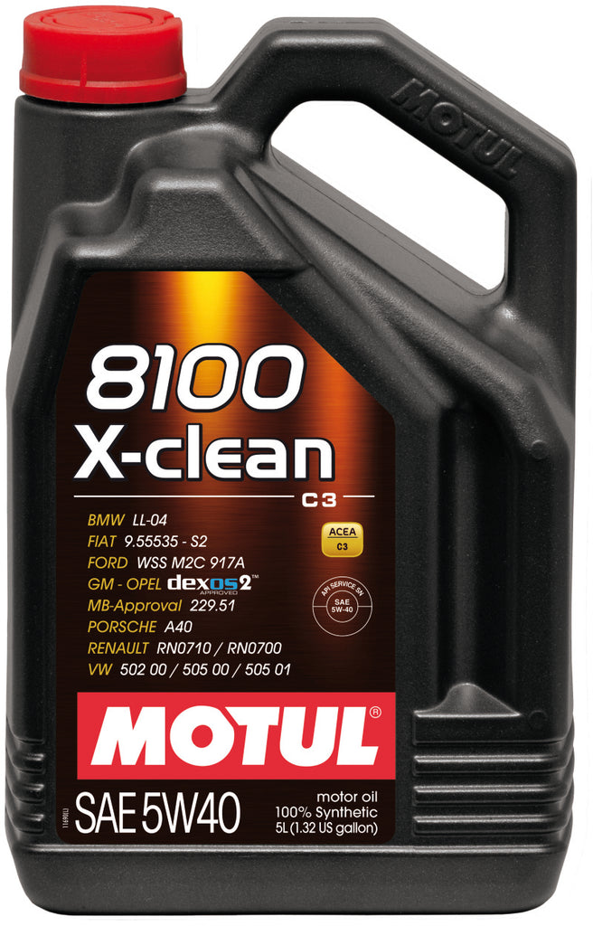 Motul 102051 - 5L Synthetic Engine Oil 8100 5W40 X-CLEAN C3 -505 01-502 00-505 00-LL04
