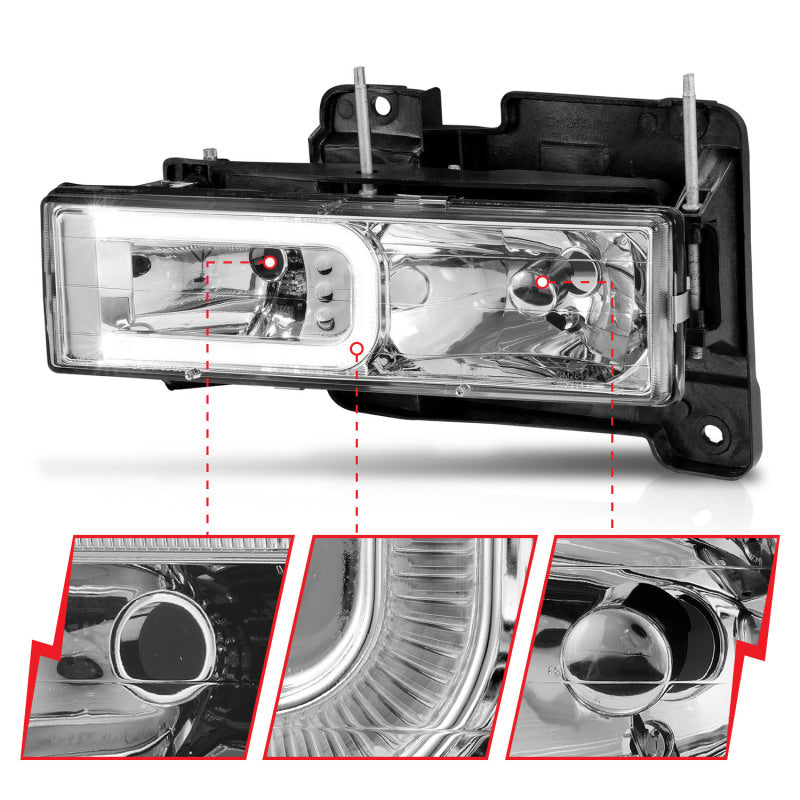 ANZO 111499 FITS 1999-2000 Cadillac Escalade Crystal Headlights