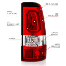 Load image into Gallery viewer, ANZO 311326 FITS 1999-2002 Chevy Silverado 1500 LED Taillights Plank Style Chrome With Red/Clear Lens