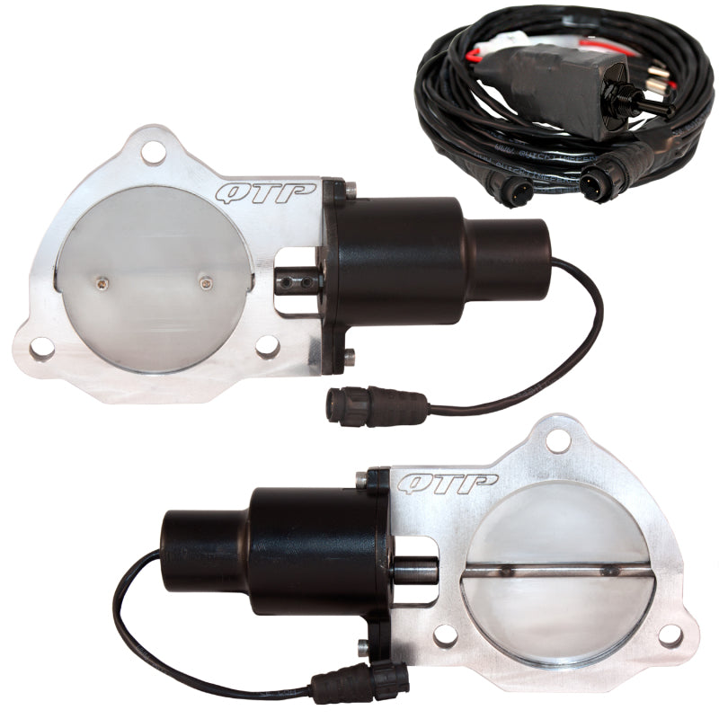 QTP QTEC70 - 3.5in Bolt-On QTEC Dual Electric Cutout Valves Pair