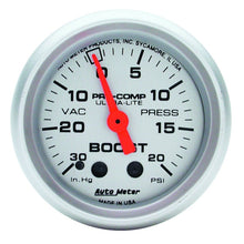 Load image into Gallery viewer, AutoMeter 4301 - Autometer Ultra-Lite 52mm 20 PSI Mechanical Boost Gauge