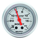 AutoMeter 4301 - Autometer Ultra-Lite 52mm 20 PSI Mechanical Boost Gauge