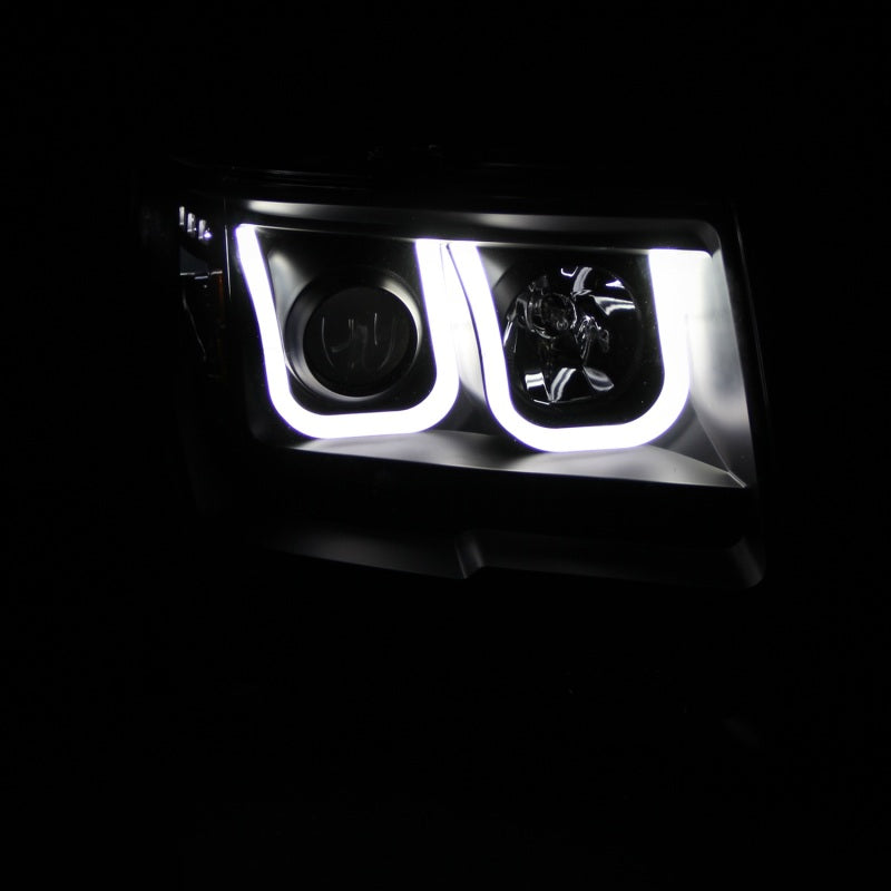 ANZO - [product_sku] - ANZO 2009-2014 Ford F-150 Projector Headlights w/ U-Bar Black - Fastmodz