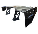 NRG CARB-A590 - Carbon Fiber Spoiler Universal (59in.) w/ Arrow Cut Out Stands and Large End Plates