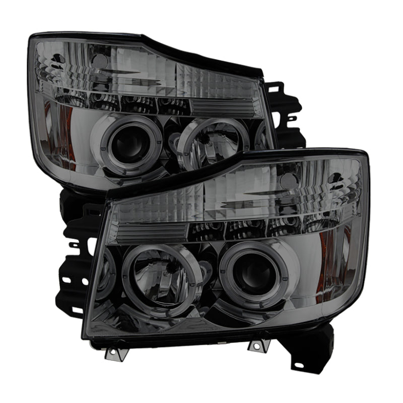 SPYDER 5033963 - Spyder Nissan Titan 04-14/Armada 04-07 Projector Headlights LED Halo LED Smke PRO-YD-NTI04-HL-SM