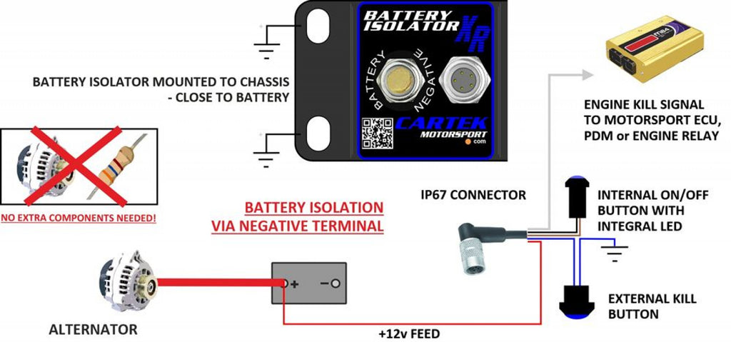 Cartek XR Battery Isolator Kit with Red Buttons