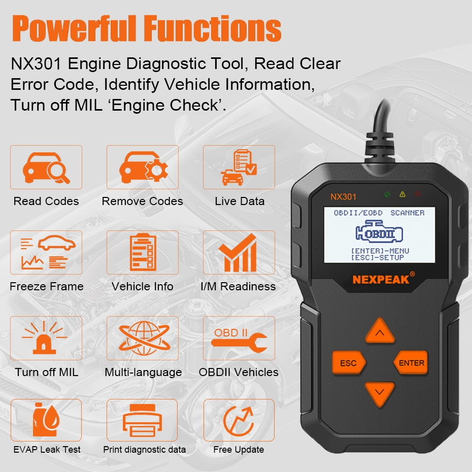 Innovative Performance - [product_sku] - OBD2 Automotive  Auto Diagnostic Scanner Full OBD Modes Scan Tools Car Code Reader  Diagnostic Car ODB 2 Pk AD310 ELM327 - Fastmodz
