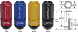 Project Kics WCL5311K - Leggdura Racing Shell Type Lug Nut 53mm Closed-End Look 16 Pcs + 4 Locks 12X1.5 Black